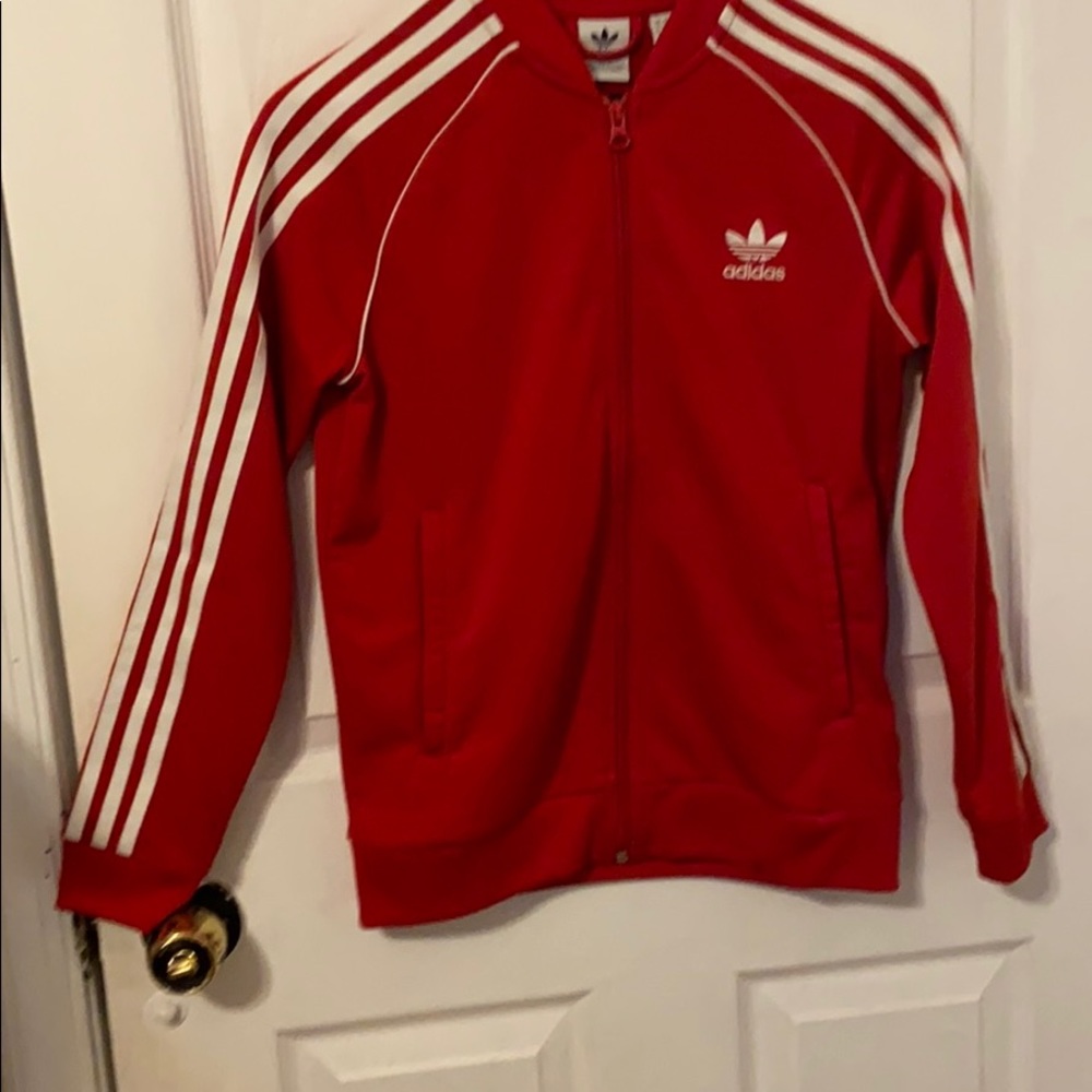 Red Adidas jogger jacket